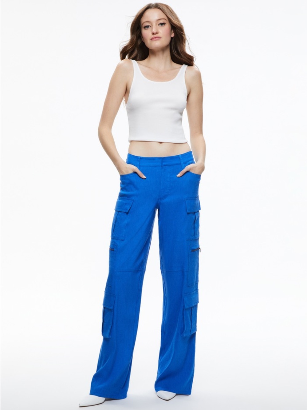 Alice + Olivia Bold Cobalt Wide-Leg Cargo Pants